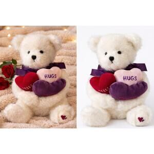 Boyds Bears Oliver Bearlove 82024 Plush White Teddy Hearts Hugs 12”